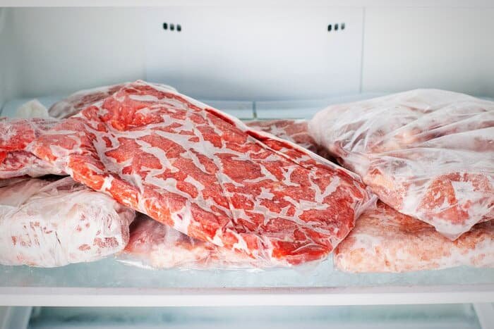 Freezing meat.