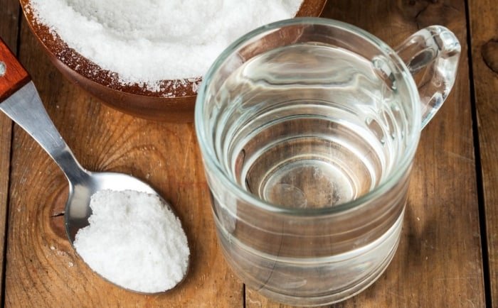 Water and salt for nasal clearing