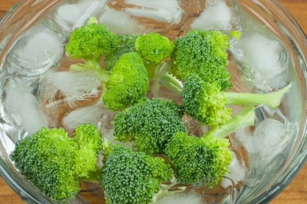 Broccoli in the Freezer with Ice